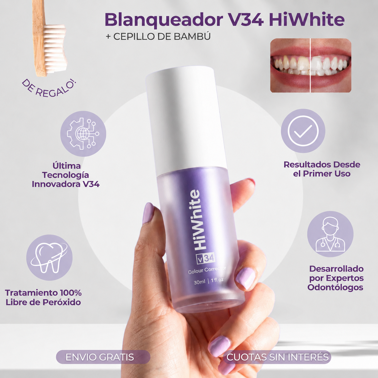 Blanqueador HiWhite™ + Cepillo de Bambú